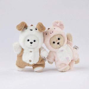 Медведь Lina TeddyTales, в костюмчике щенка, брелок, XS, 15 см